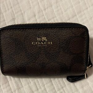 Coach Dark Brown Leather Zip Wallet